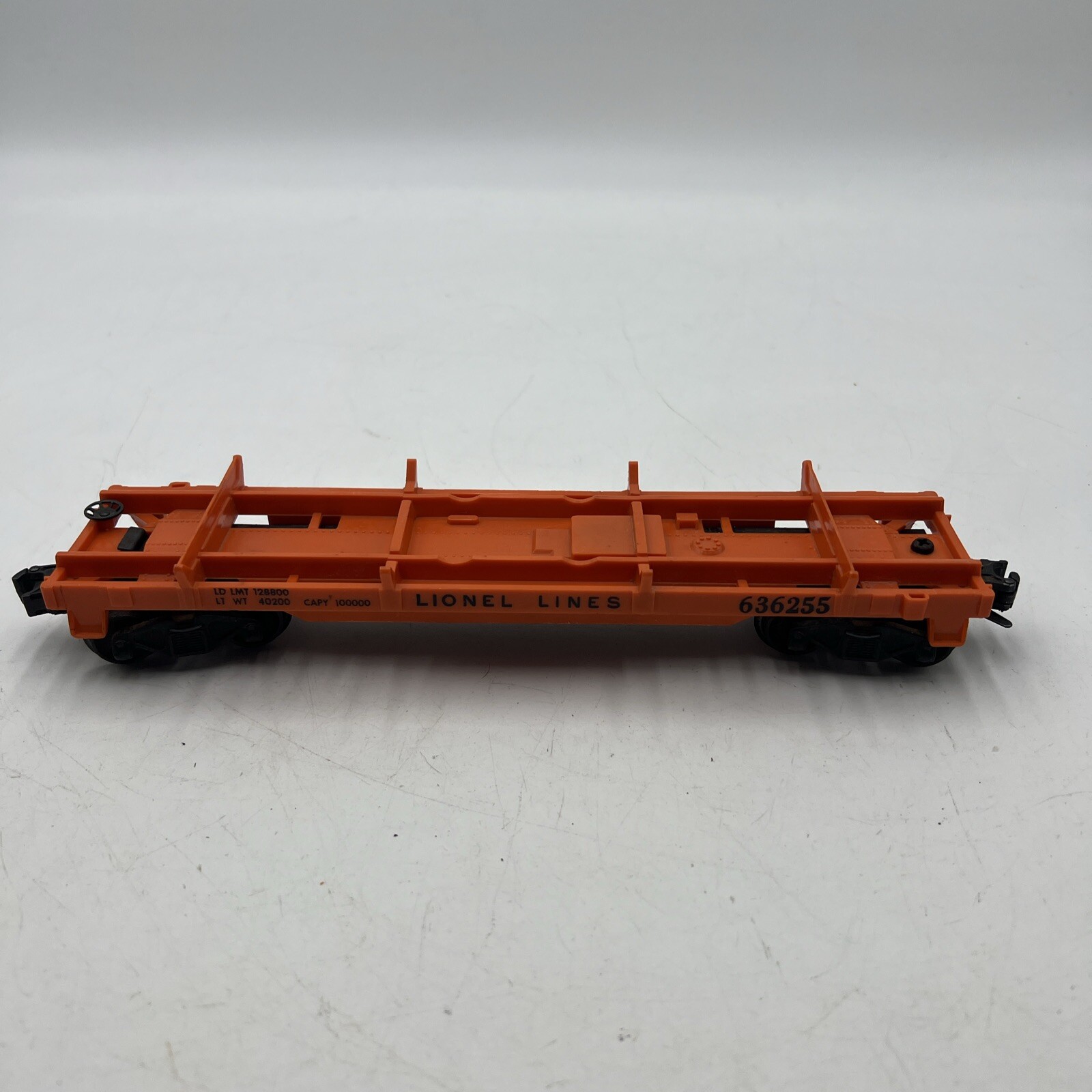 LIONEL POSTWAR O GAUGE RAIL TRUCK CAR #636255 – NO LOAD – EX+
