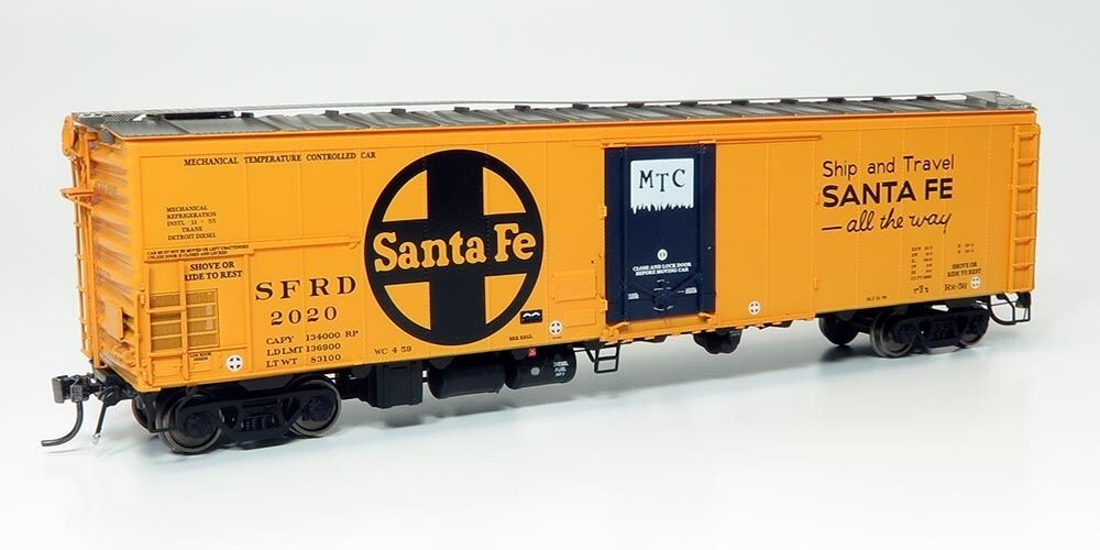 HO Santa Fe RR-56 Mechanical Reefer: Santa Fe All The Way Slogan – 4-Pack