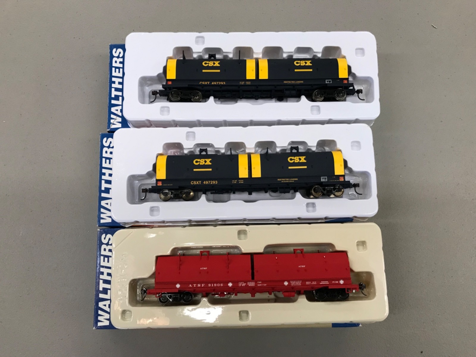Walthers Ho Scale Santa Fe and CSX Cushion Coil Cars Lot of 3 READ