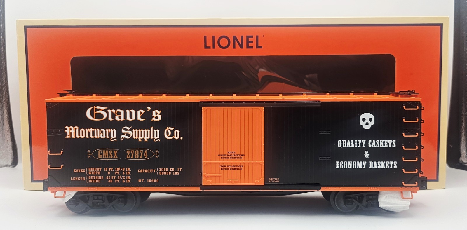 Lionel 6-27874 Grave’s Mortuary Supply Double Wood Sheathed Boxcar / NEW & RARE
