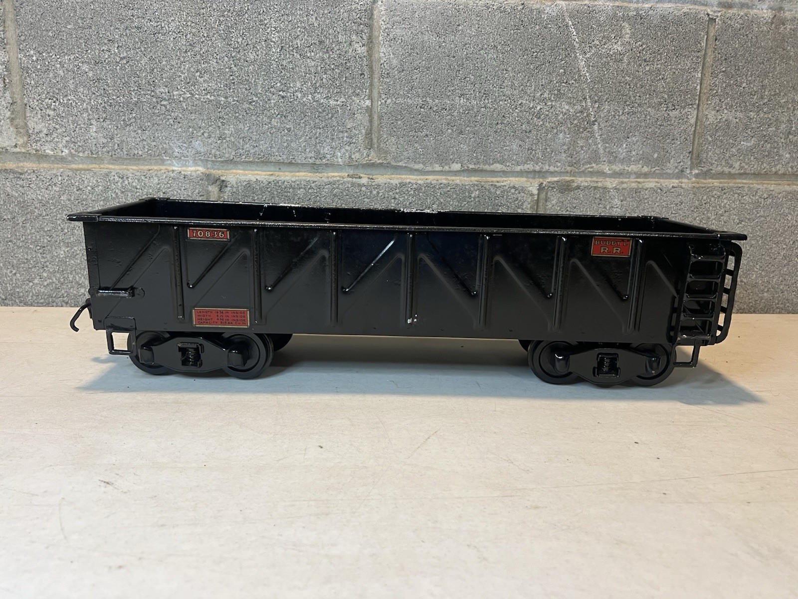 VINTAGE BUDDY L LINE PRESSED STEEL R.R RAILROAD COAL CAR TRAIN GONDOLA 70836