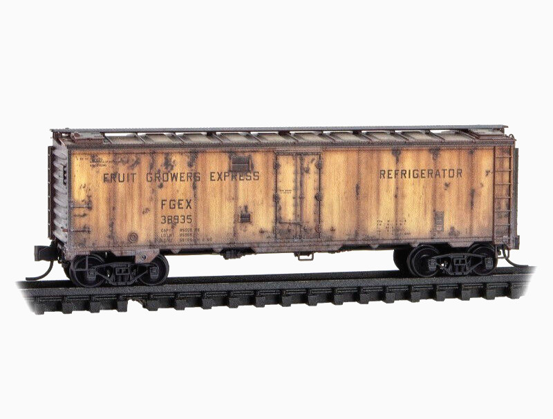 N Micro-Trains 059 45 596 Fruit Growers Express 40′ Steel Ice Reefer Weathered
