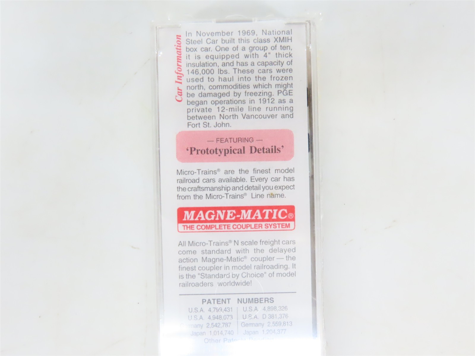 N Scale Micro-Trains MTL 27280 PGE Pacific Great Eastern 50′ Box Car #8027