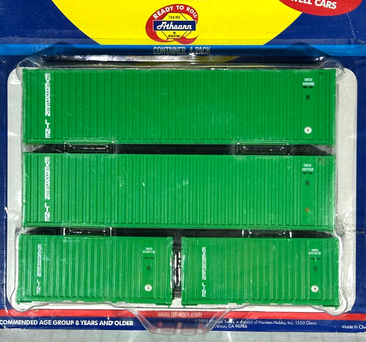 ATHEARN HO SCALE EVERGREEN SEA CONTAINER 4 PACK 27888