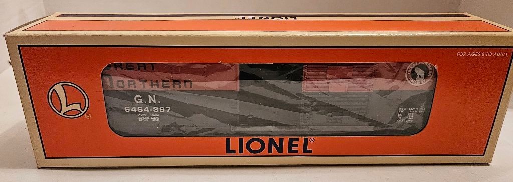 Lionel 6-19291 O Gauge Great Northern Boxcar #6464-397 ~ Black & Orange ~VTG~NIB