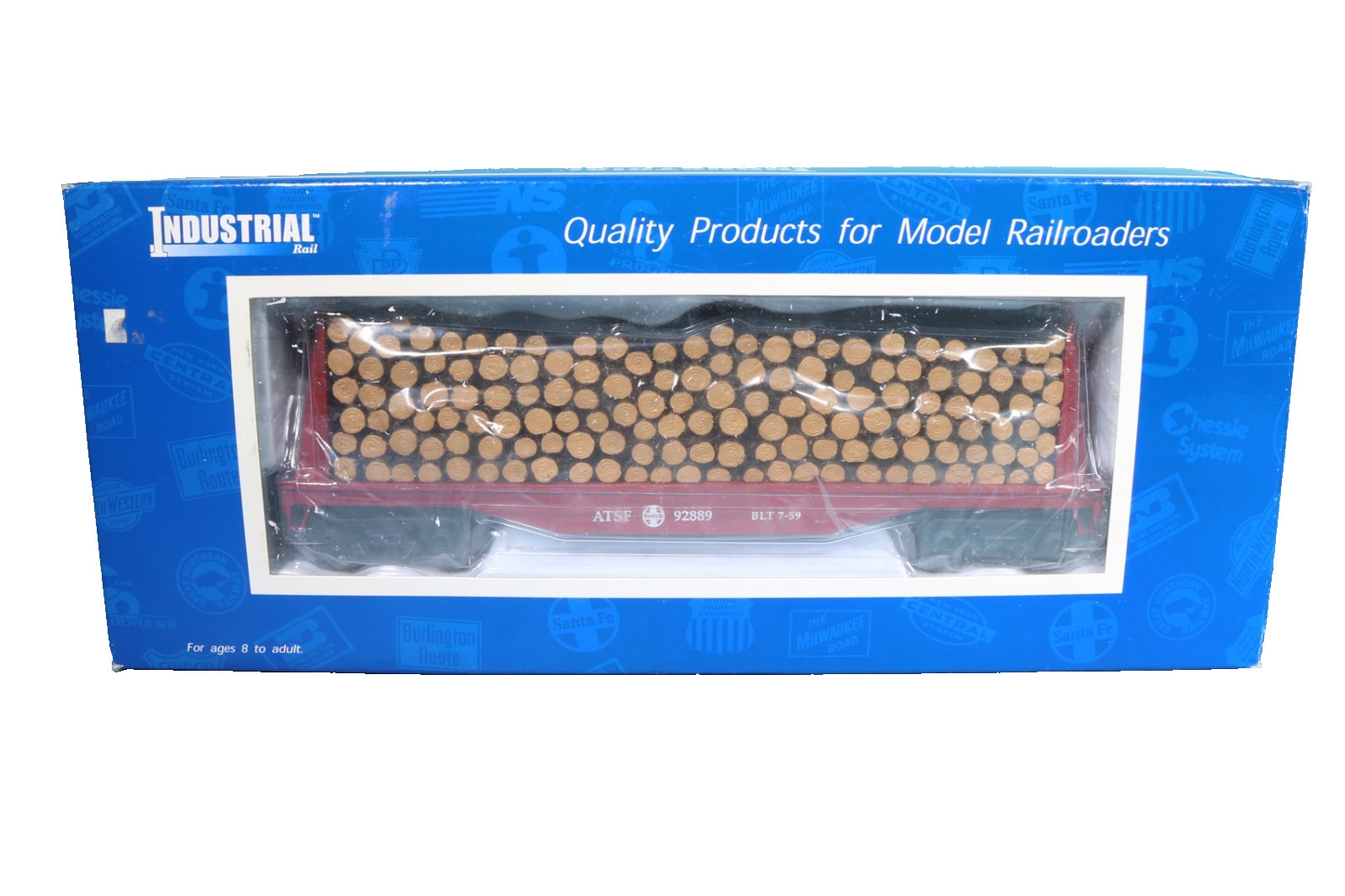 Industrial Rail O Gauge ATSF Flatcar with Bulkhead Pulp Wood Load 7005