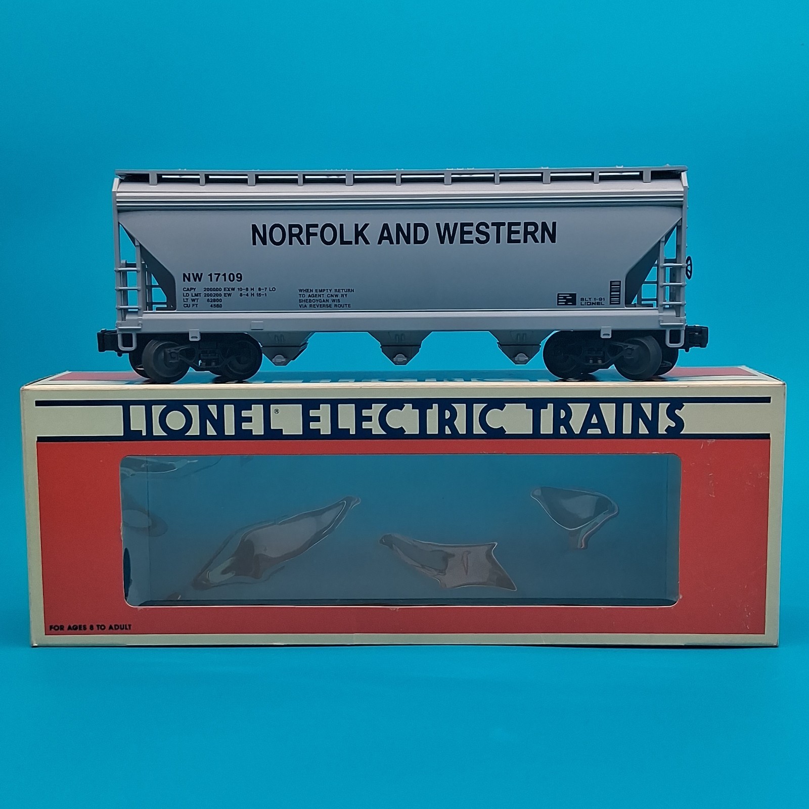 Lionel 6-17109 O Gauge Norfolk & Western Centerflow 3-Bay Hopper # 17109 LNIB