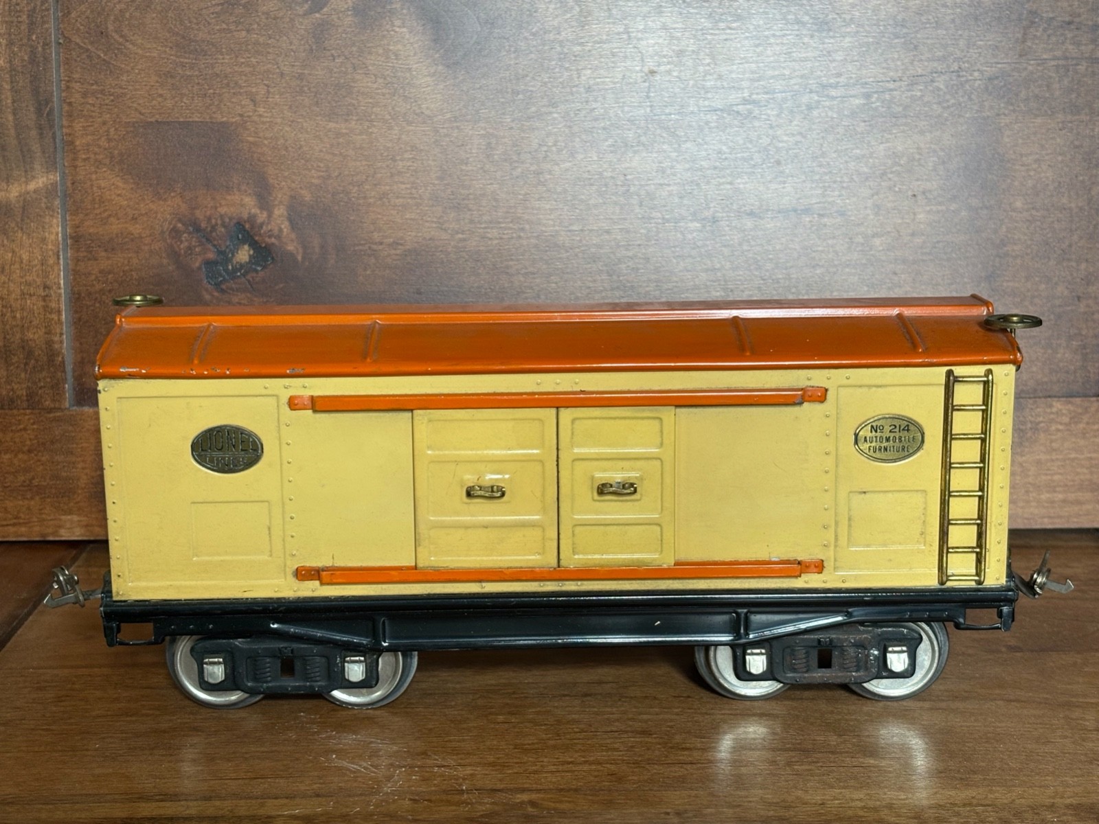 Lionel Standard Gauge 214 Boxcar Pre-War Original Cream/Orange Very Good C6 OB