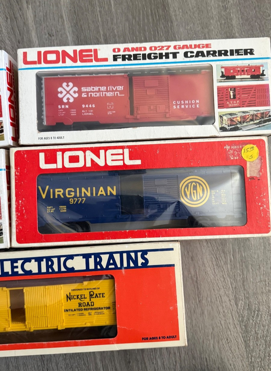 Vintage Lionel O/O27 Gauge Freight Boxcars (MPC Era) – Set of 5 with Boxes