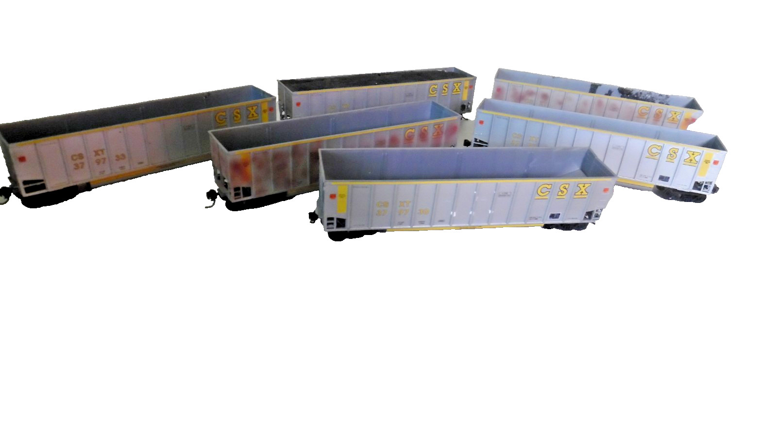 Walthers CSX 6 Decorated Car Hopper Set -Used -Kadee Couplers