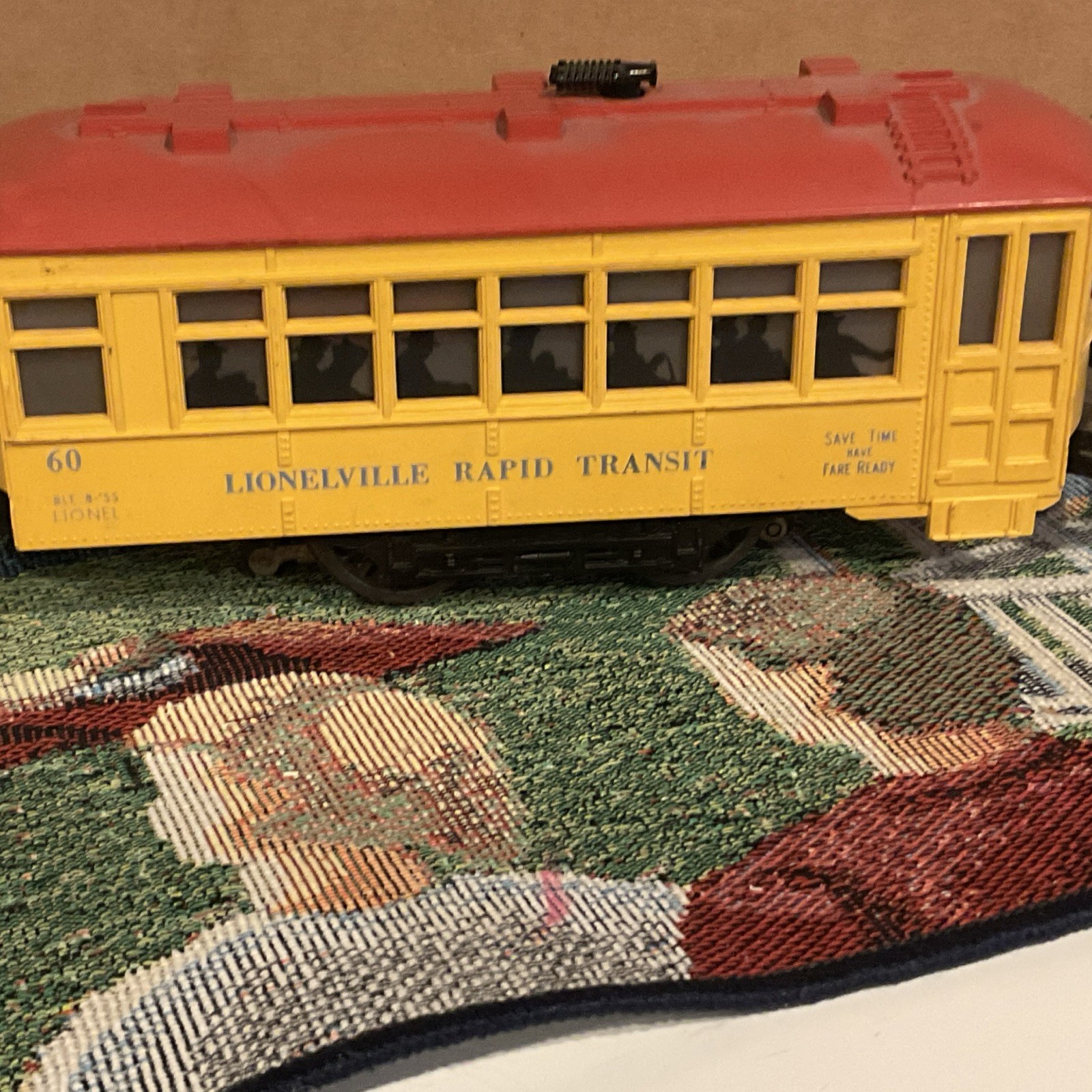 Lionel O Gauge Lionelville Rapid Transit Passenger Car Yellow/Red/Black #60