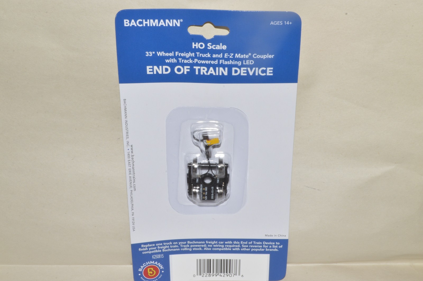 HO scale Bachmann 42907 End of train device flashing EOT FRED w/ 33″ wheels