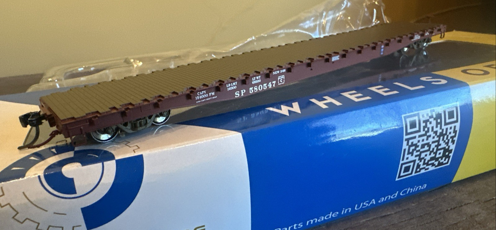 Wheels of Time RTR HO #40017 GBEC 62’ Plain Deck F-70-43 Flat Car SP #580547 NIB
