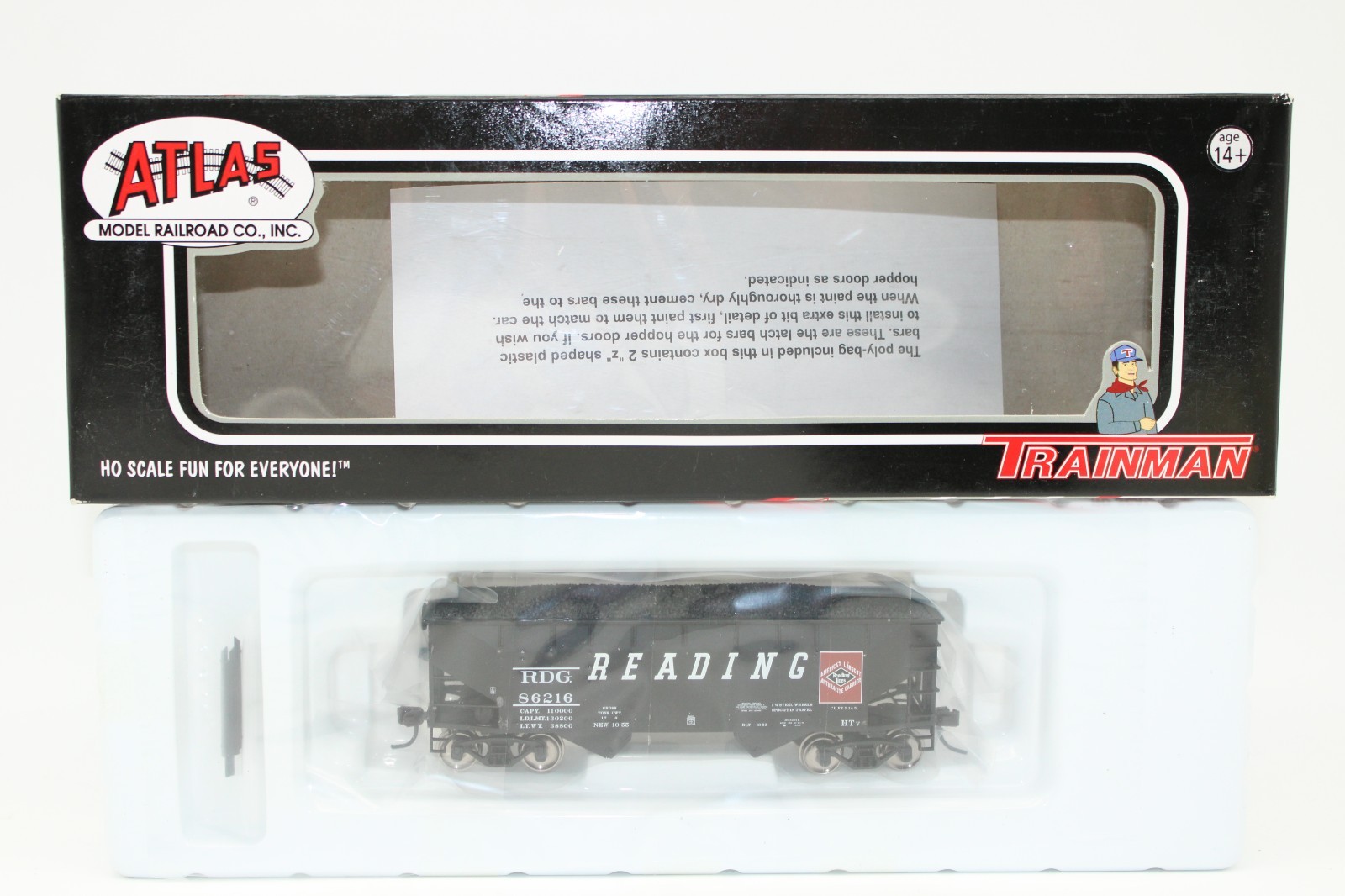 Atlas HO Scale RDG Reading 2 Bay Offset Side Hopper Car w/ Coal Load NOS Sealed