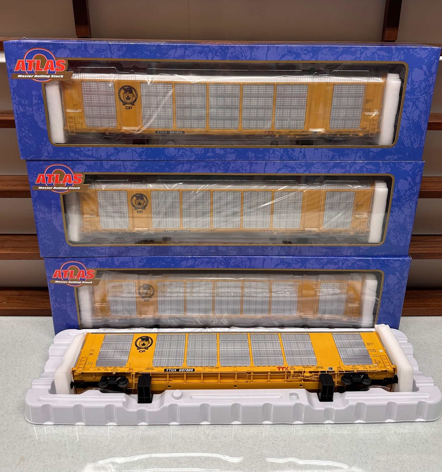 O Scale 3 Rail Atlas 3001497 Gunderson Multi-Max Autorack CP (Case 4 Rd #s) NEW