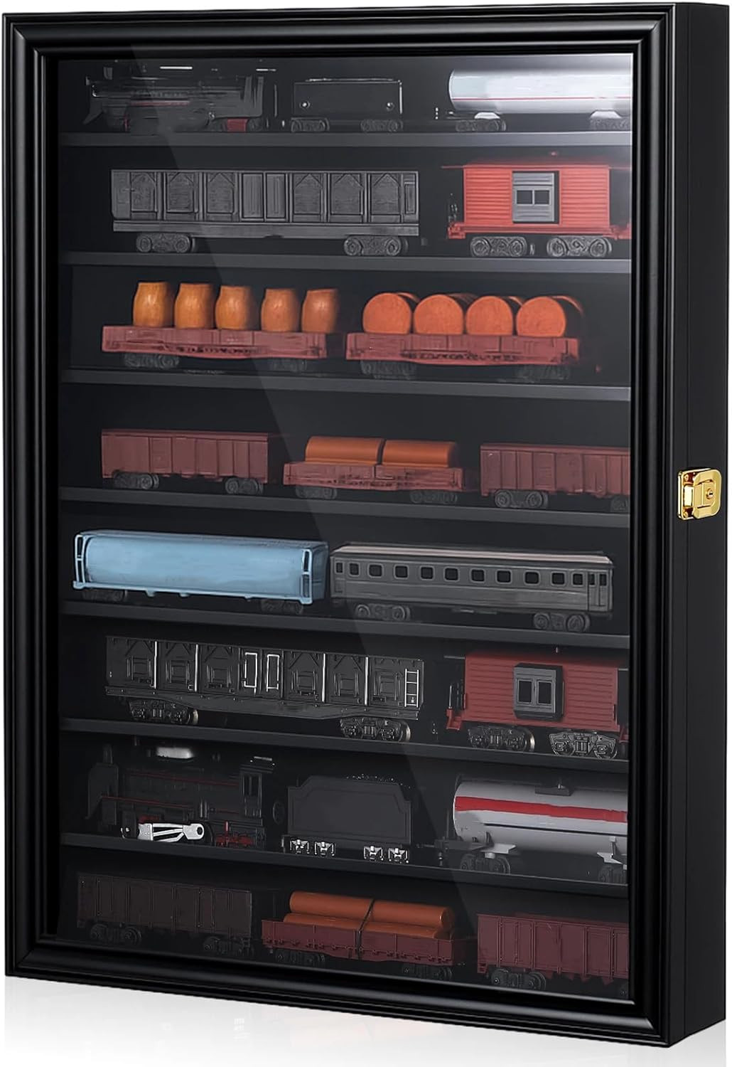 Ho Scale Model Train Display Case Wall Cabinet – 8 Shelves Lockable 98% UV Prote