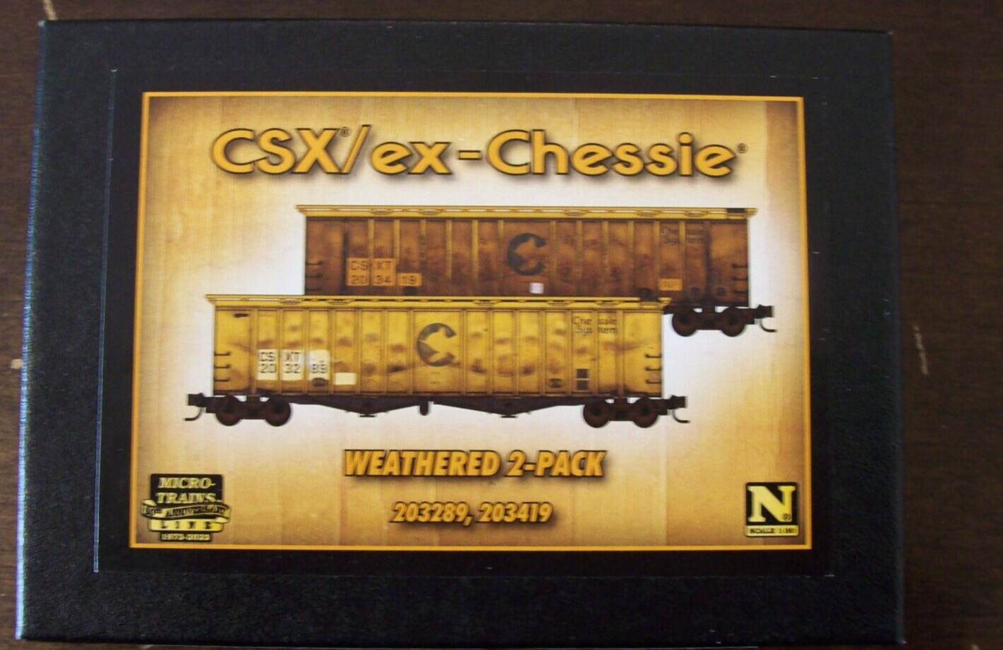 Micro-Trains C.S.X. / ex-Chessie Weathered 3 Bay Hopper 2 Pack #993-05-021
