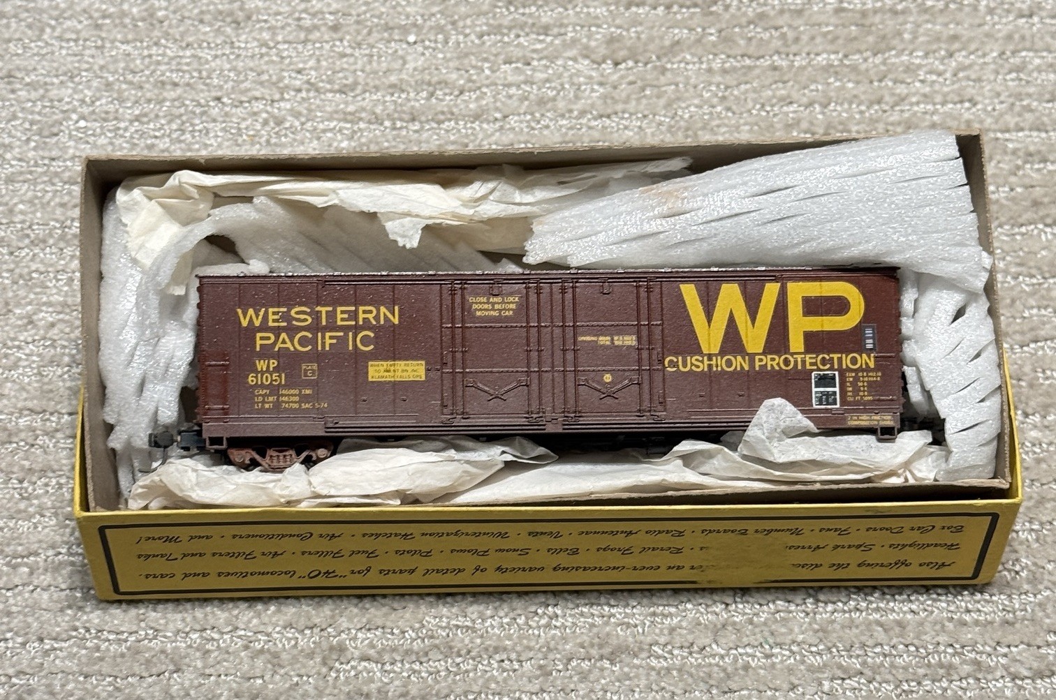 Details West HO Kit BC 512 52’ Double Plug Door Box Car WESTERN PACIFIC WP