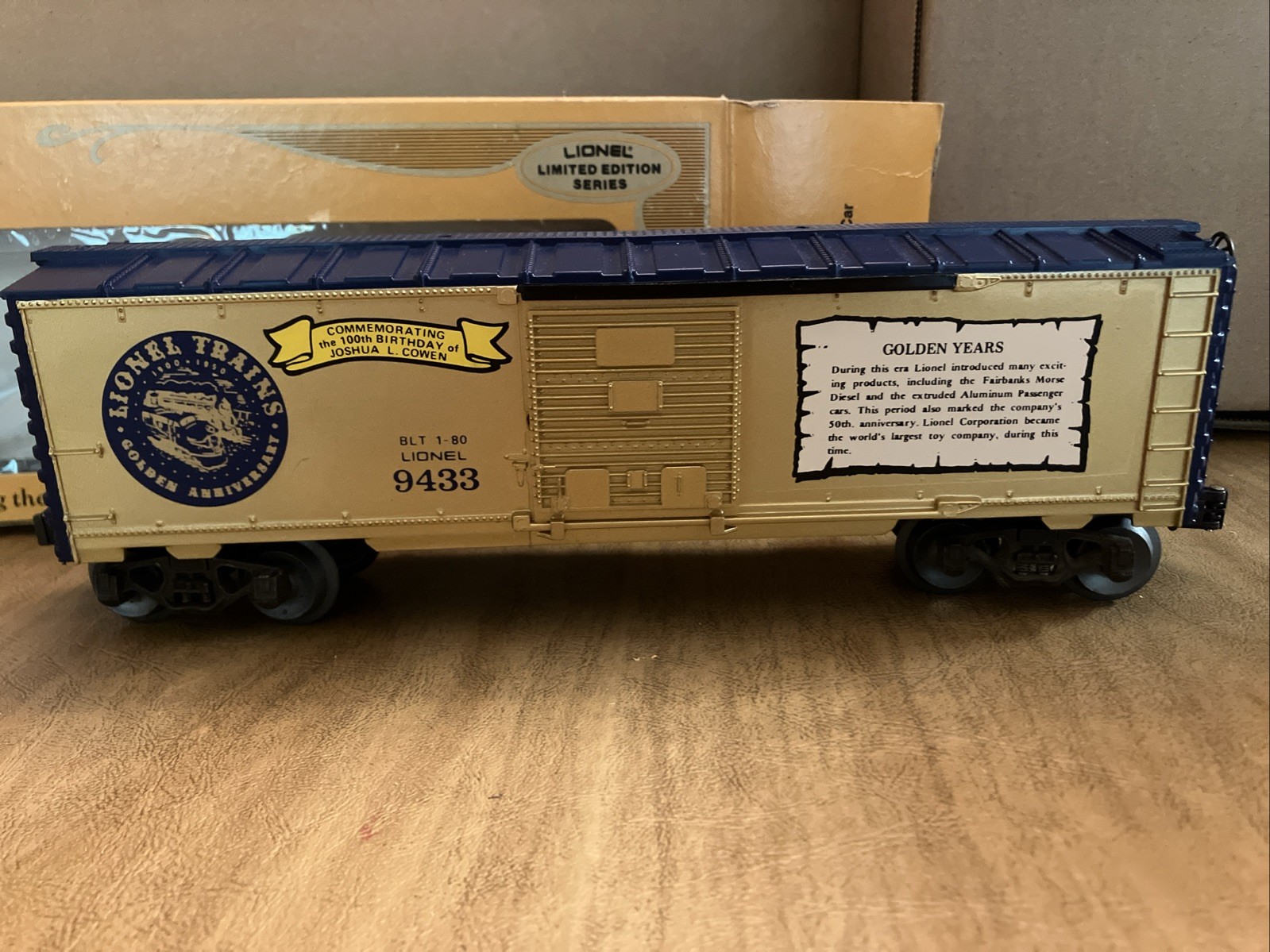 Lionel Ltd Ed Series 6-9433 Joshua Lionel Cowen Golden Years Box Car