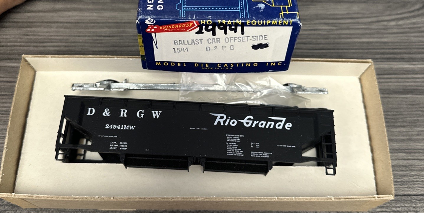 Roundhouse HO Kit #1584 Ballast Car Rib-Side D&RGW 24941 NOS