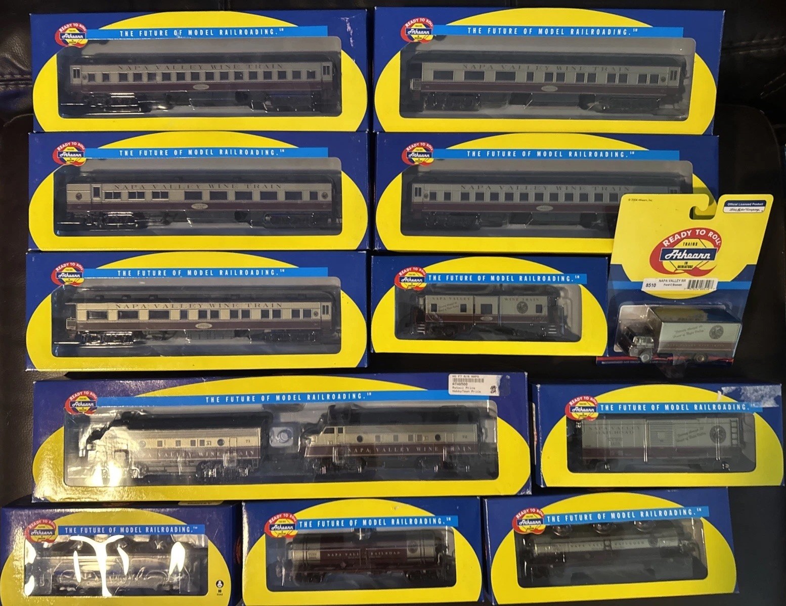 Athearn HO Napa Valley Wine Train 11 Pc Set F7A Cars 8500-8510 Extra 8508