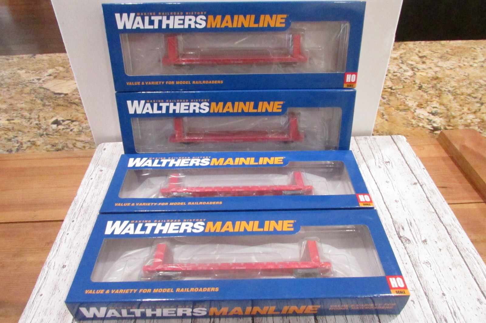 HO Scale Walthers (4) P-Standard 60′ Bulkhead Flatcar Canadian Pacific Lot#3336