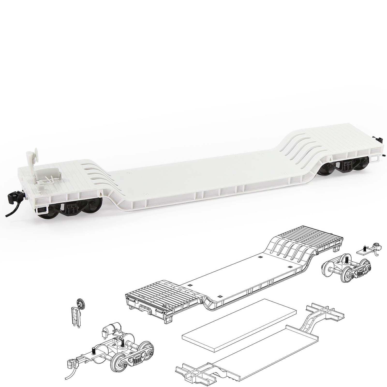 Evemodel HO Scale 1:87 Disassembled DIY Depressed Center Flat Car C8770JJ