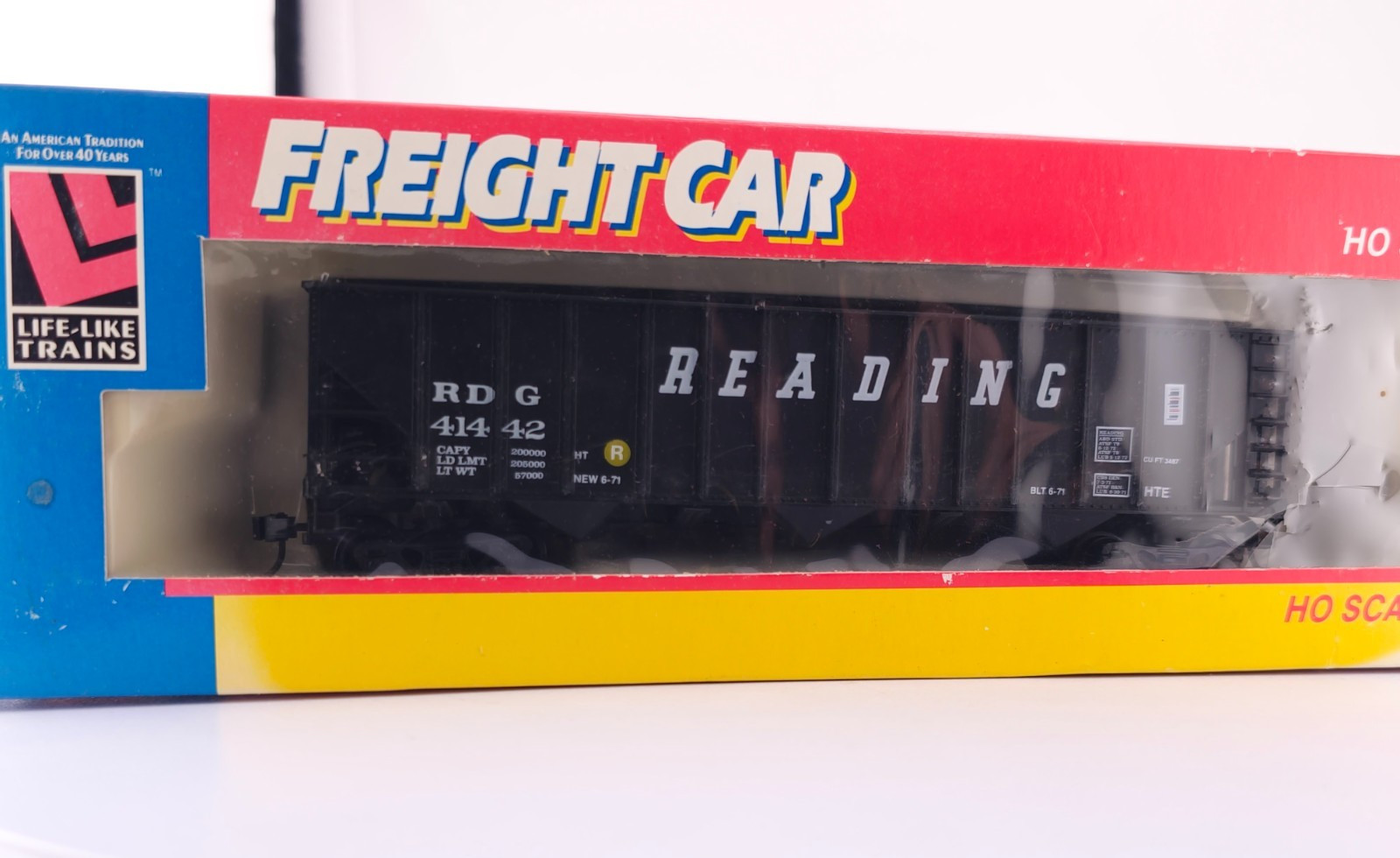 HO Scale Life-Like 100 Ton Hopper Car, Reading Railroad, Black RDG #41442