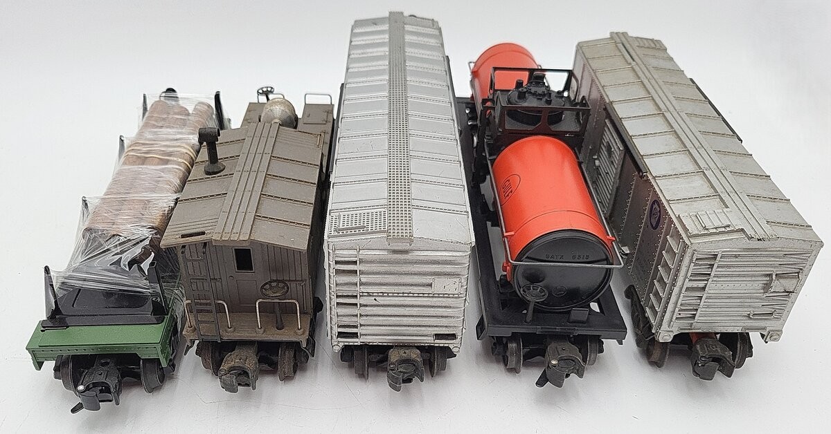 Lionel O Vintage Assorted Freight Cars: 6315, 6464, 3461, 6420, 3454 [5] EX/Box