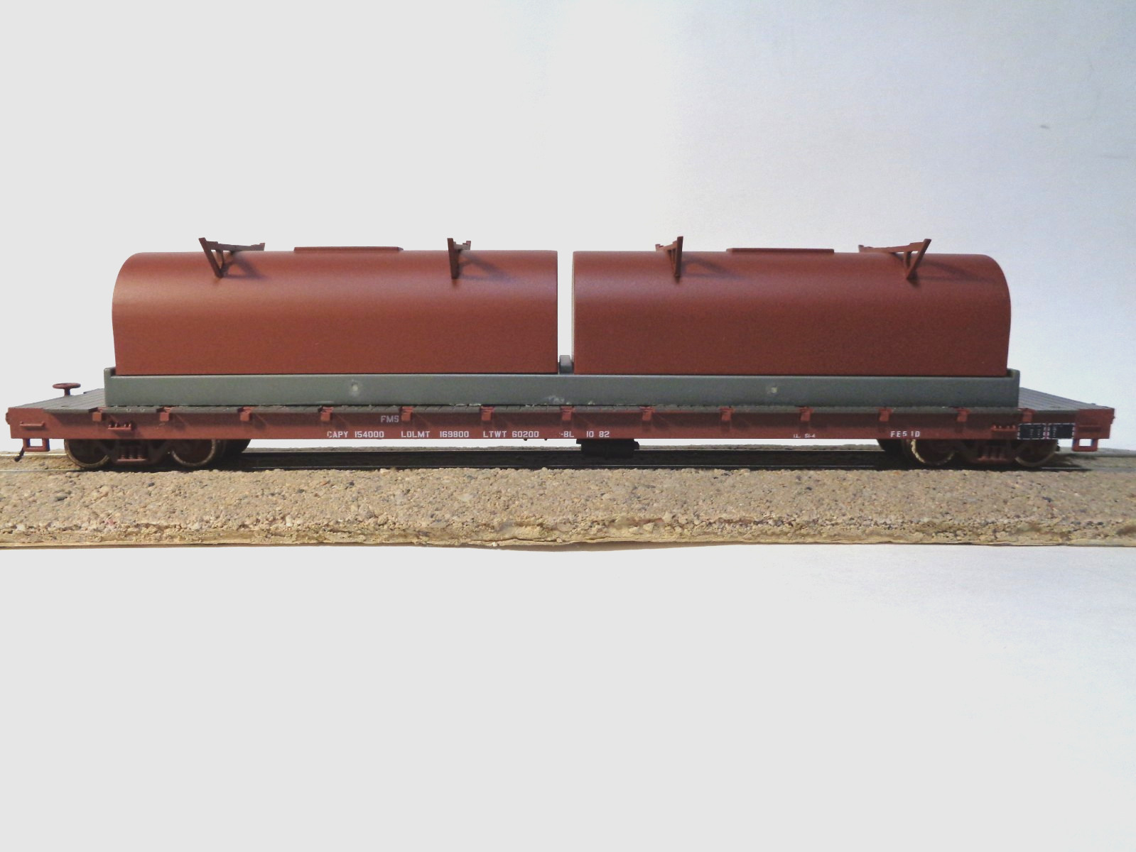 MDC Roundhouse HO Custom 60′ Coil Flatcar Data Only w/coil covers.