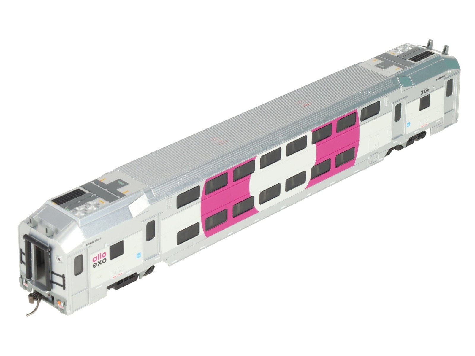 Atlas 20007392 HO Scale EXO [Purple] Modern Commuter Multi-Level Trailer #3136