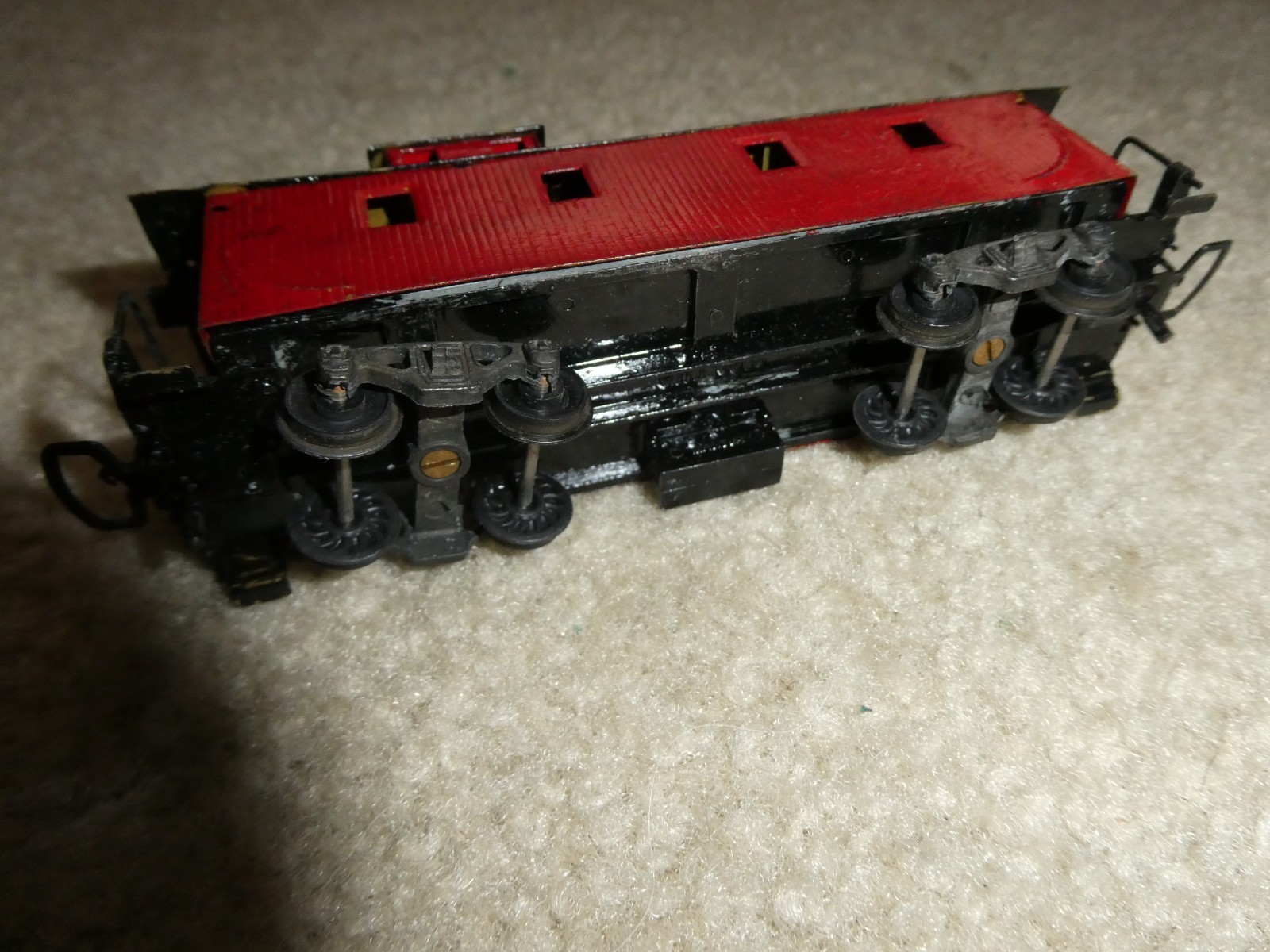 Vintage 1950s HO Scale Craftsman Kit Built Red Black Caboose Car