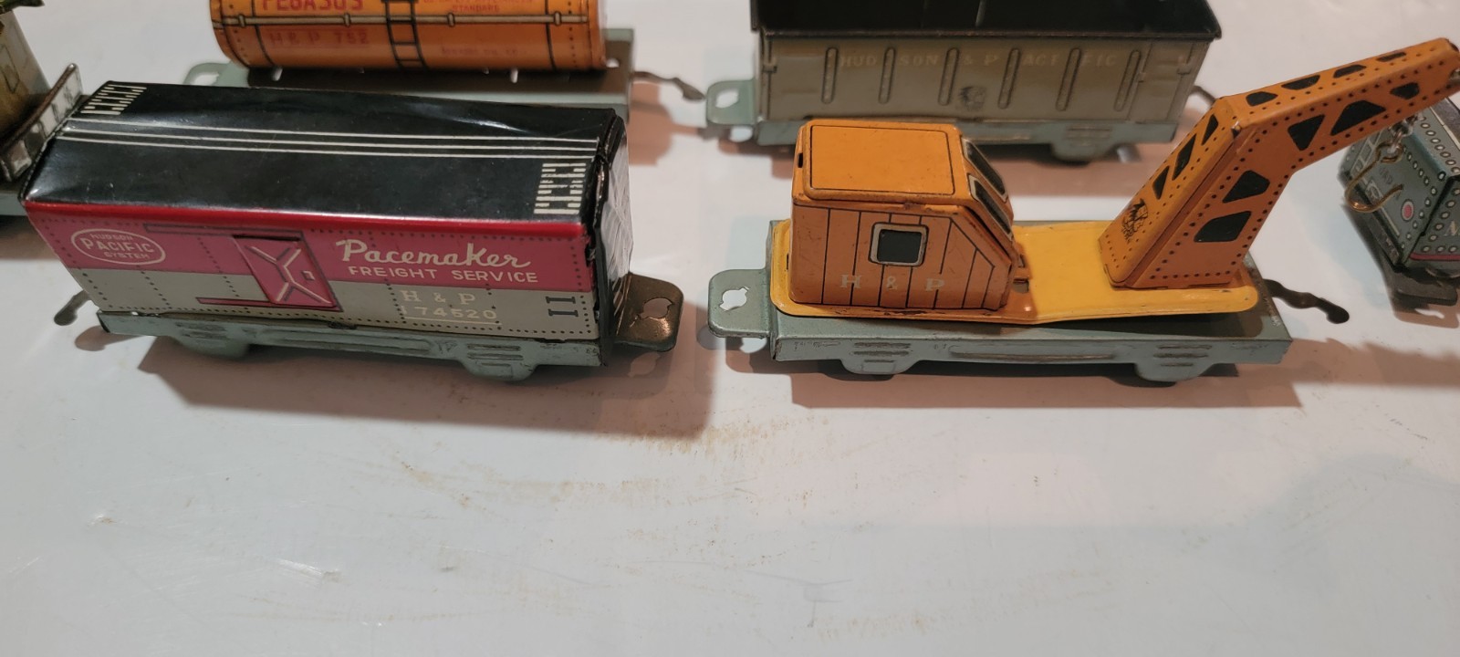 SAKAI O GAUGE 6 CARS HUDSON & PACIFIC ORIGINAL BOX TIN LITHOGRAPH FRICTION POWER