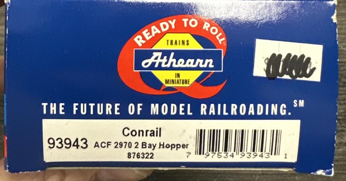 Athearn RTR HO Scale #93943 ACF 2970 2 Bay Hopper Conrail NIB