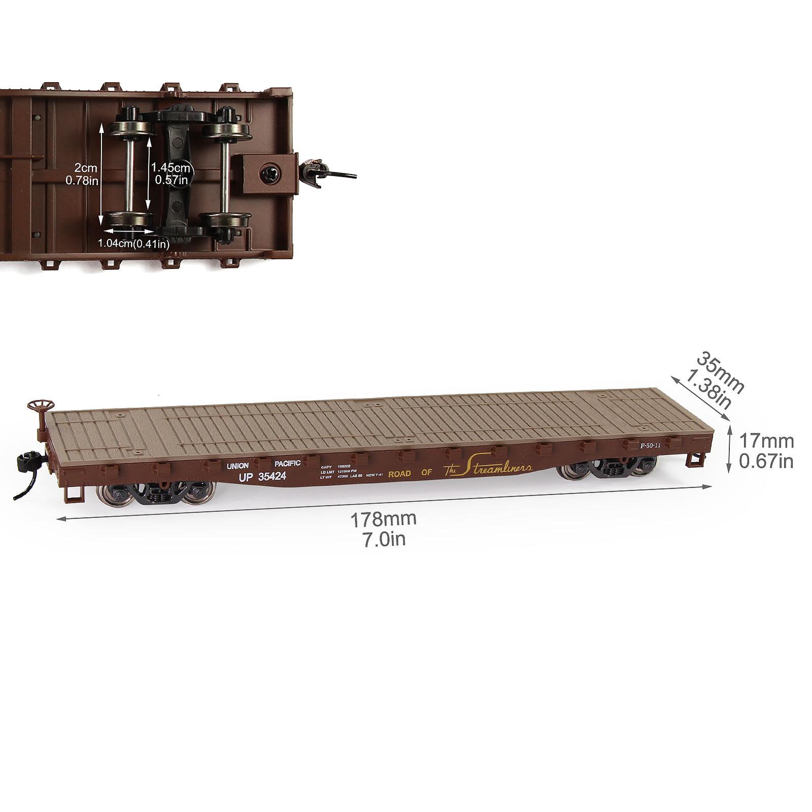 Evemodel Trains 1 Unit HO Scale 1:87 52ft Flat Car 52′ Rolling Stock