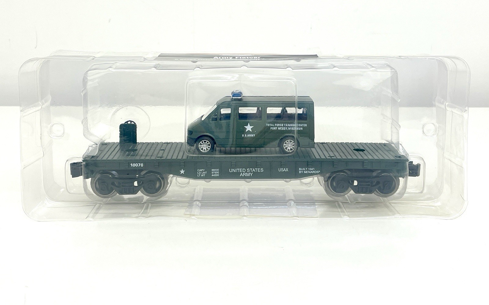 Menards Gold Line US Army SFC Flatcar w/ Army Van 279-3449 New Sealed