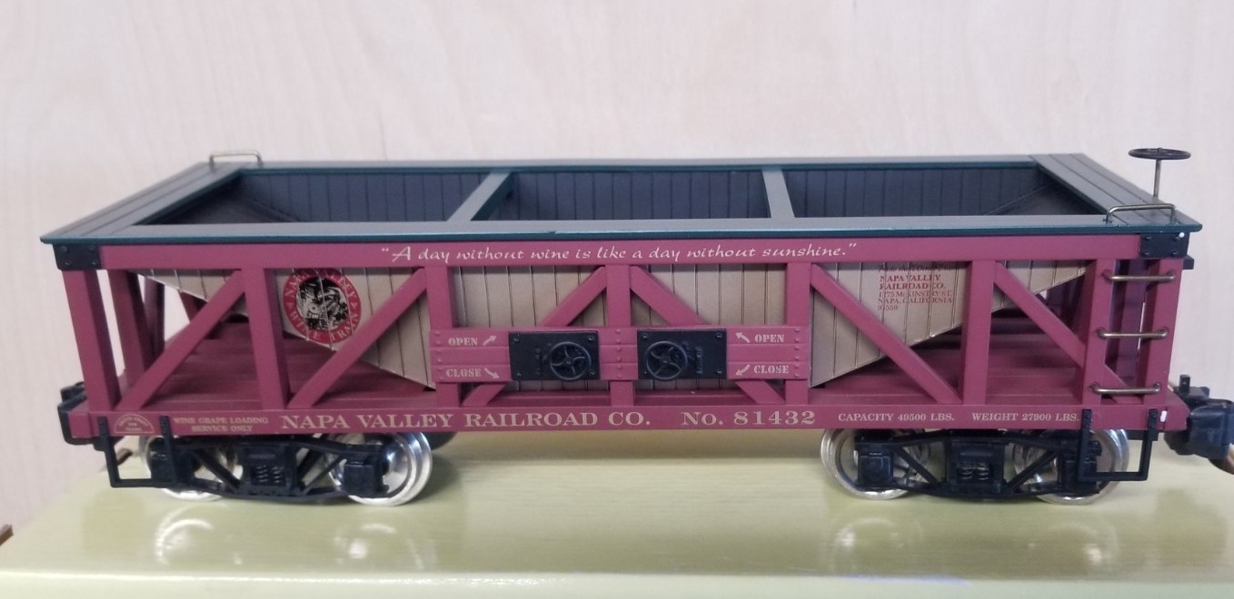 NAPA VALLEY Coal Hopper Car. Aristocraft #81432. Used with USA metal wheels.