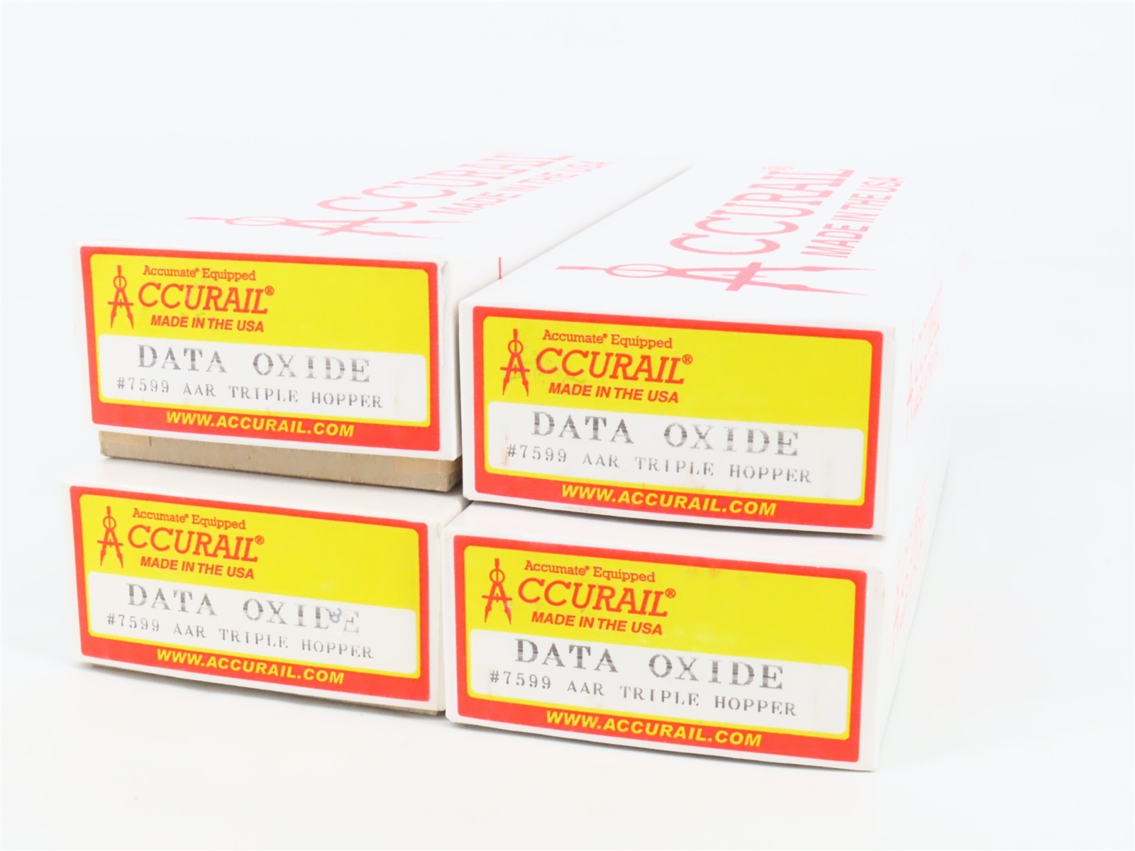 LOT of 4 HO Scale Accurail Kit #7599 Data Only Oxide AAR 3-Bay Open Hopper