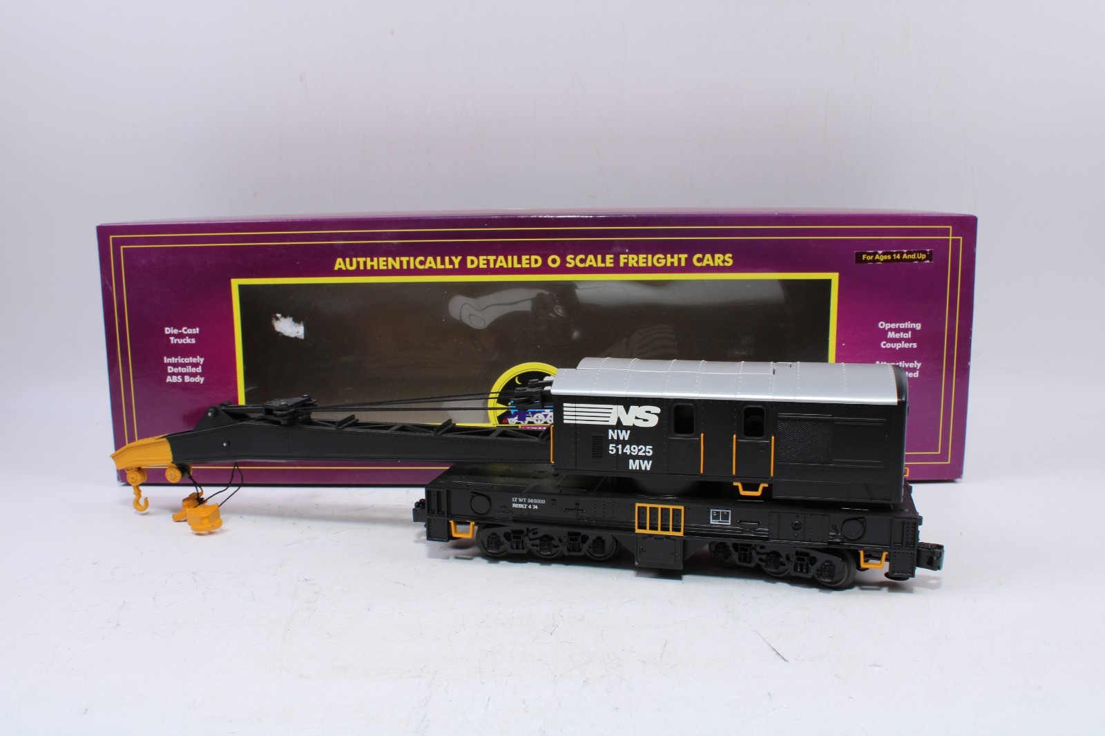 MTH 20-98808 O Gauge RailKing Norfolk Southern #514925 Crane Car w/ Boom & Hook