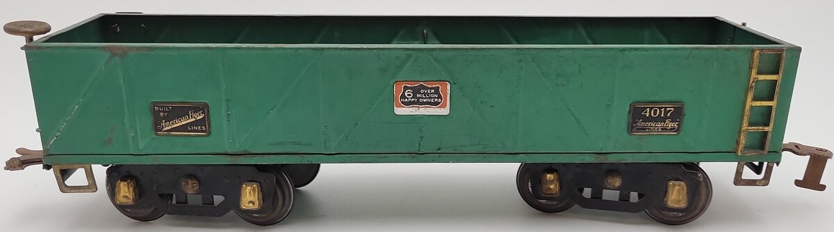 American Flyer 4017 Vintage Standard Gauge Green Tinplate Gondola