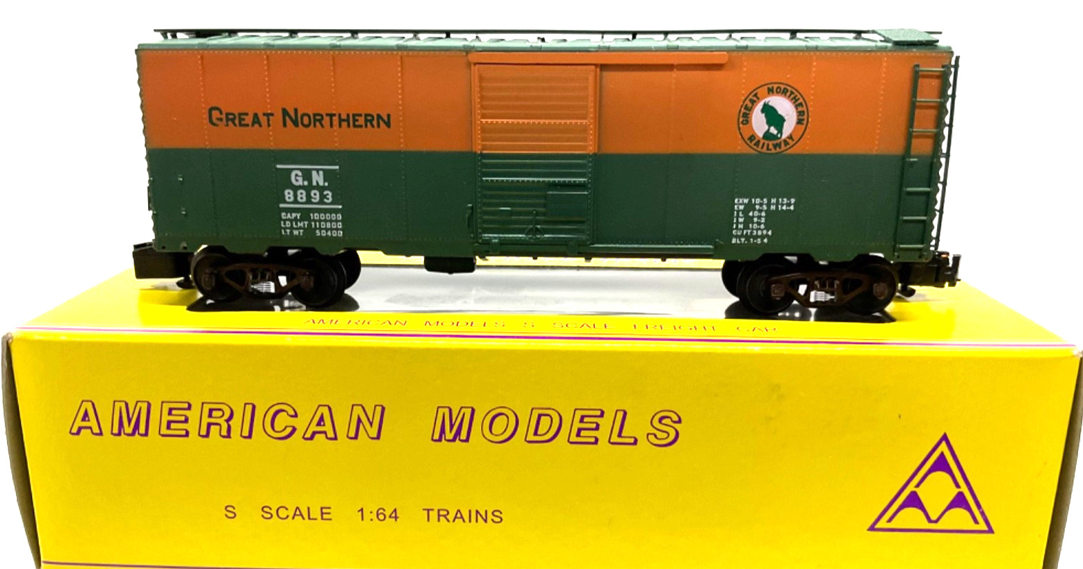 American Models S Gauge Great Northern boxcar. In excellent new condition.