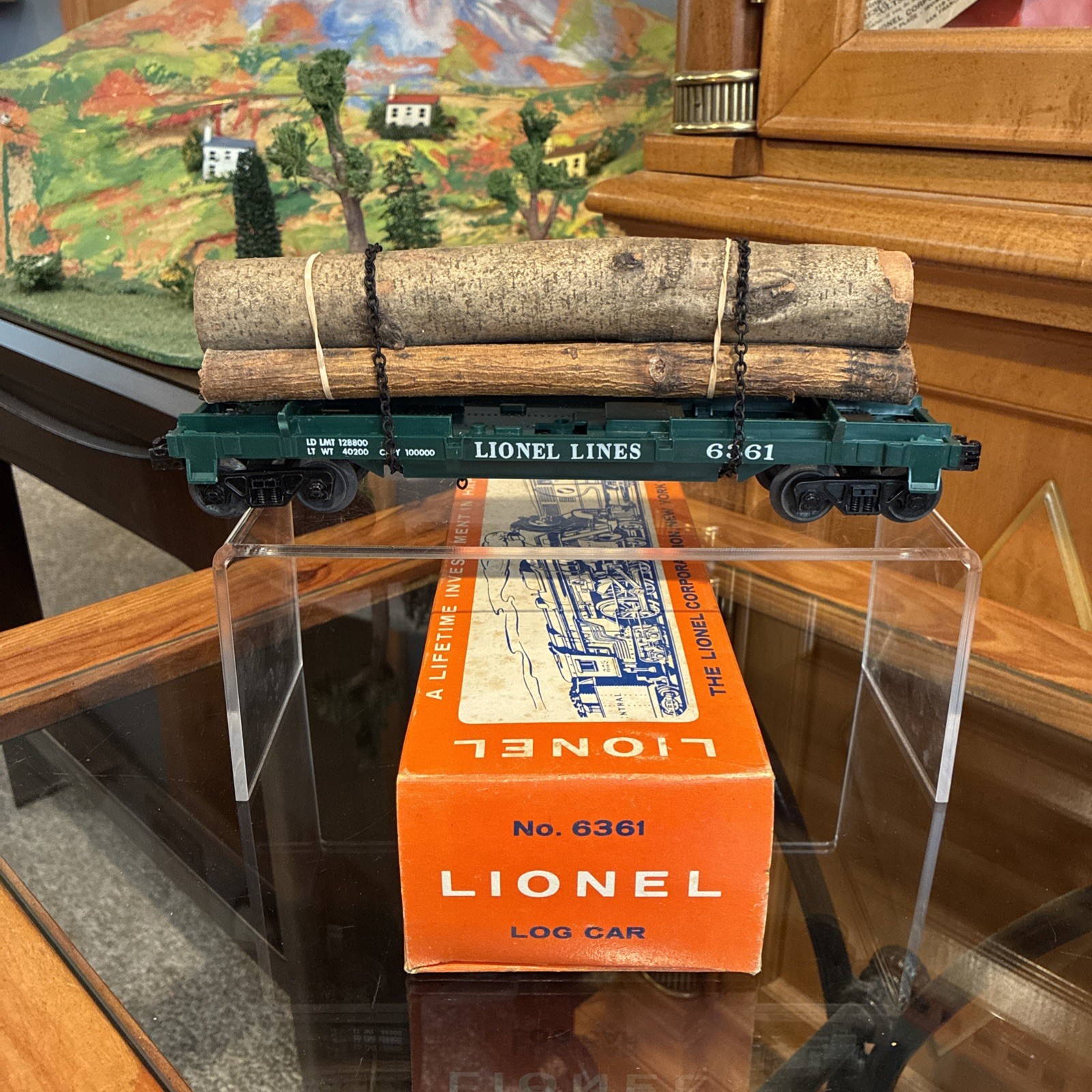 ~Mint Unrun Boxed~Lionel Postwar Trains 6361 Timber Car 1960-1966 ~ NICE! BRICK!