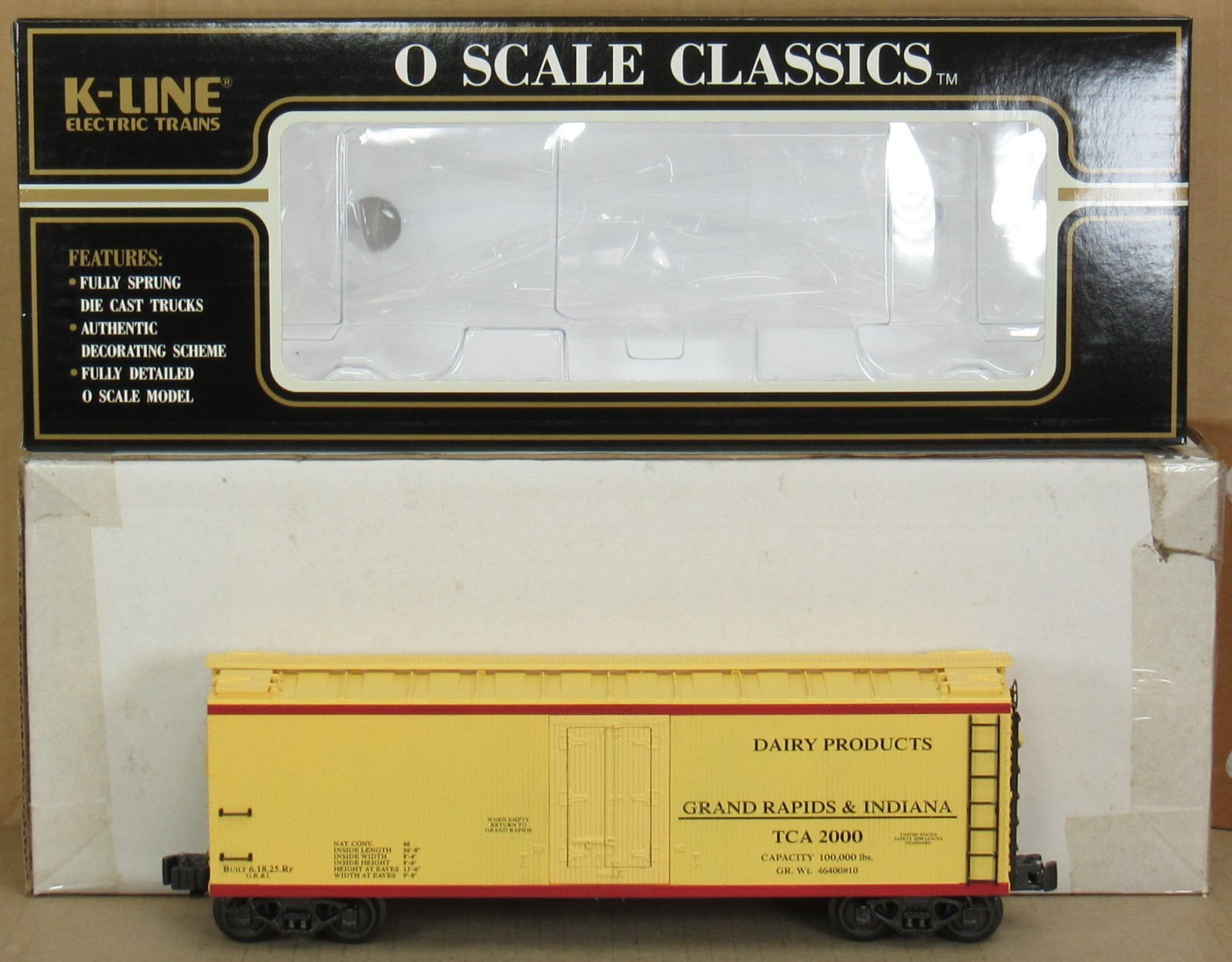 K-Line K762-9011 Grand Rapids & Indiana Wood-Sided Reefer (TCA 2000) O-Gauge NOS