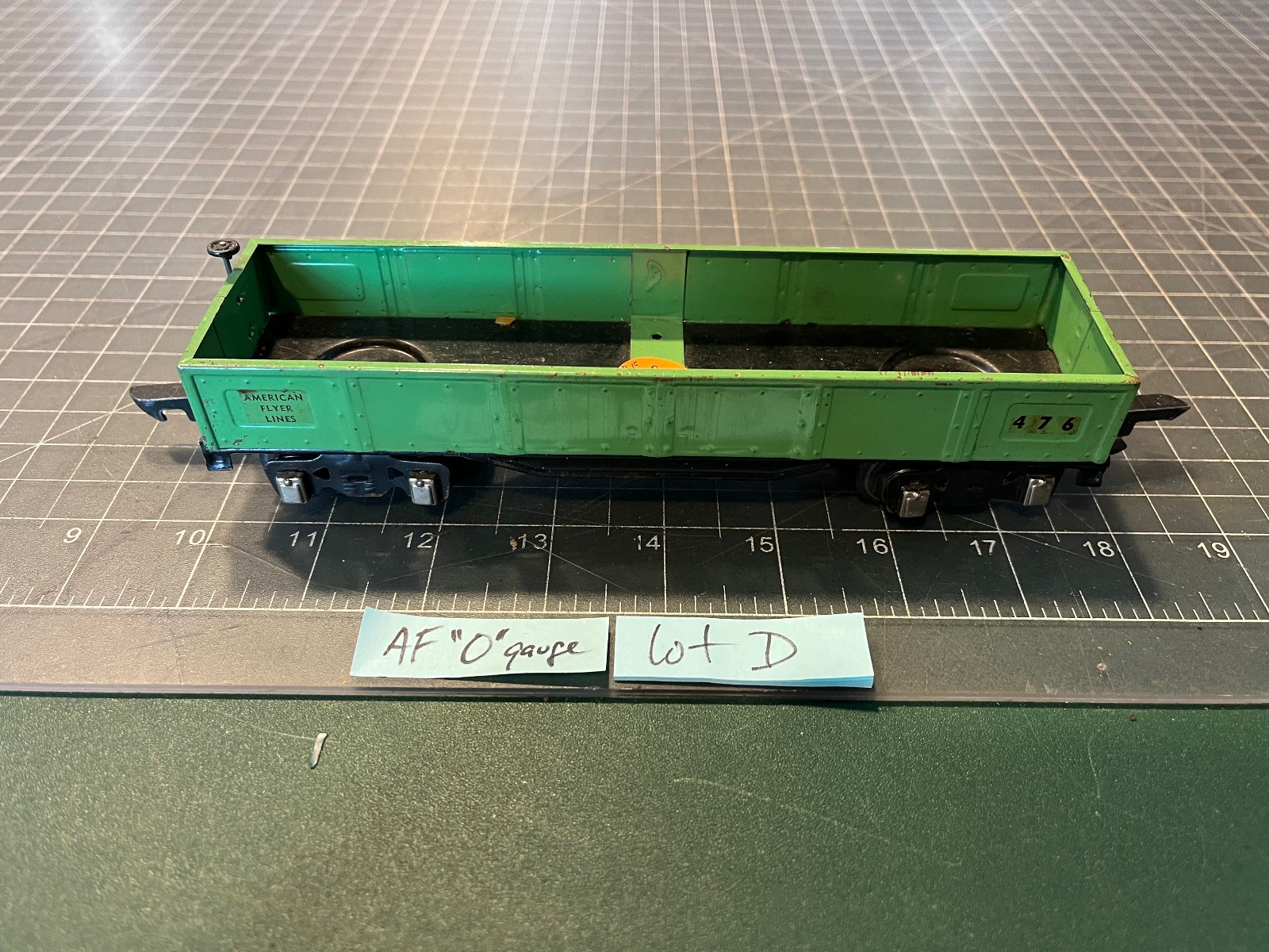 American Flyer Lines O Scale Train SCARCE GREEN 476 GONDOLA CAR TRU-MODEL Lot D