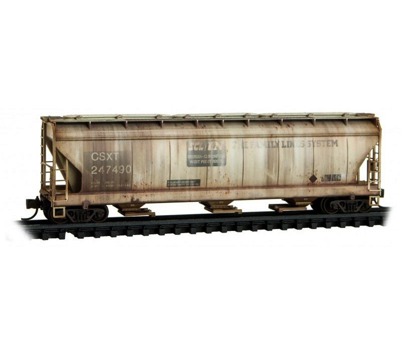 CSX Transportation 3-Bay Covered Hopper Weathered MTL #094 47 800 N Scale
