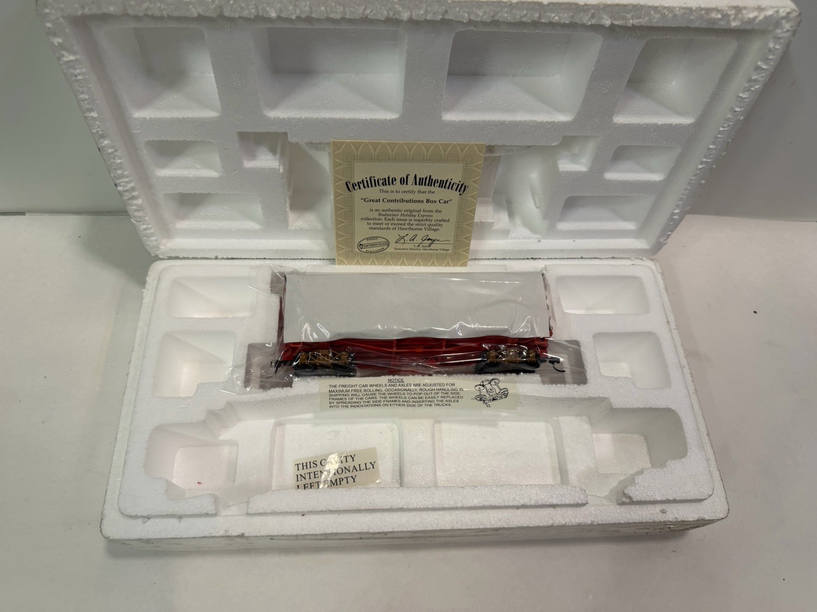 Vintage Hawthorne Village Great Contributions Ox Car W/COA NIB