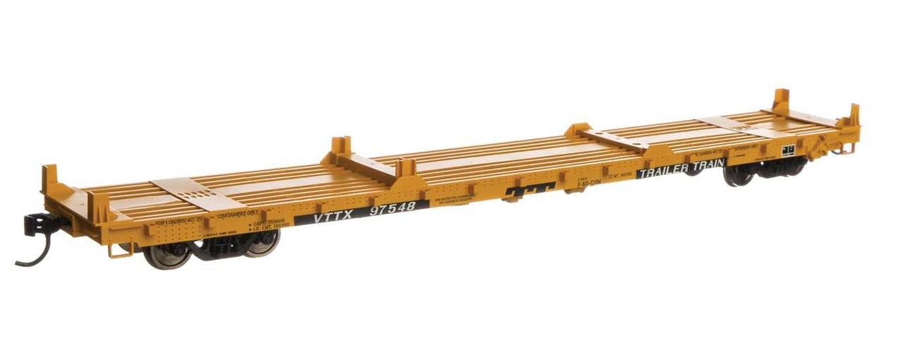 Walthers ~ HO Scale ~ 60′ Pullman-Standard Flatcar ~ Trailer Train VTTX #97548
