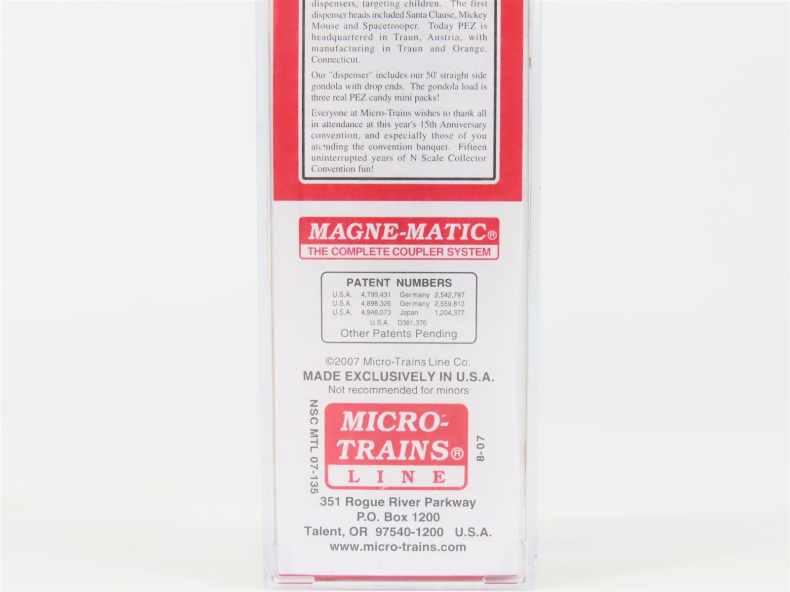 N Scale Micro-Trains Special Run NSC MTL 07-135 “PEZ” 50′ Gondola #2007 w/ Load