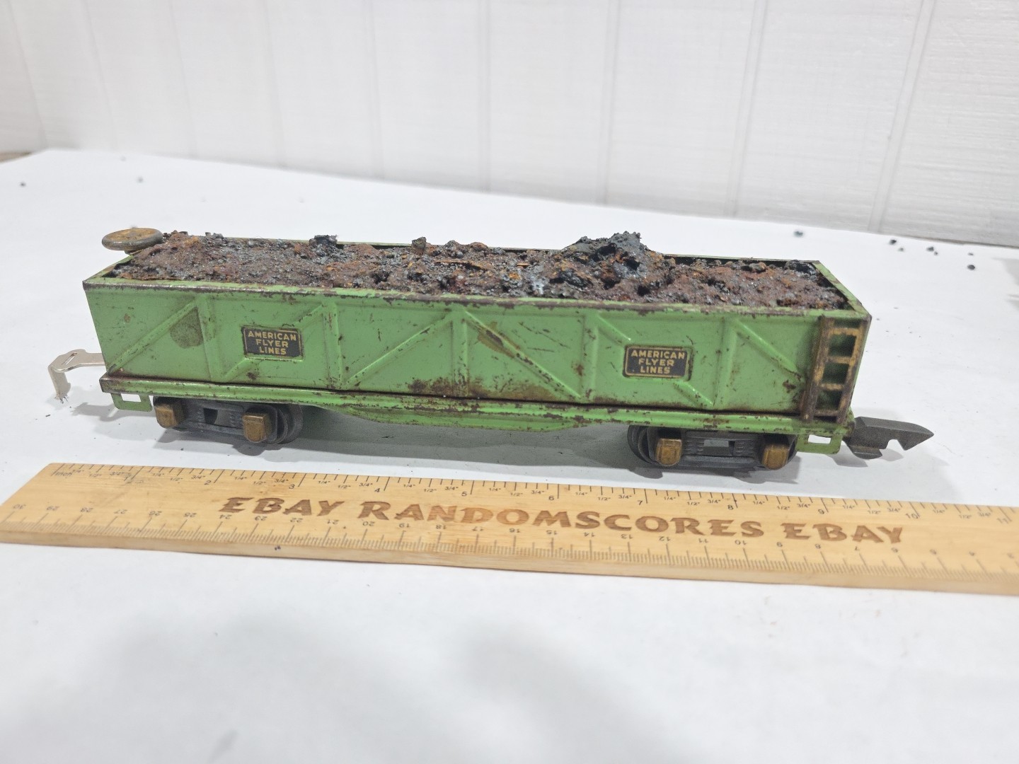 As Is American Flyer 476 Prewar O Gauge Tin Gondola W/ Custom Real Scrap Load