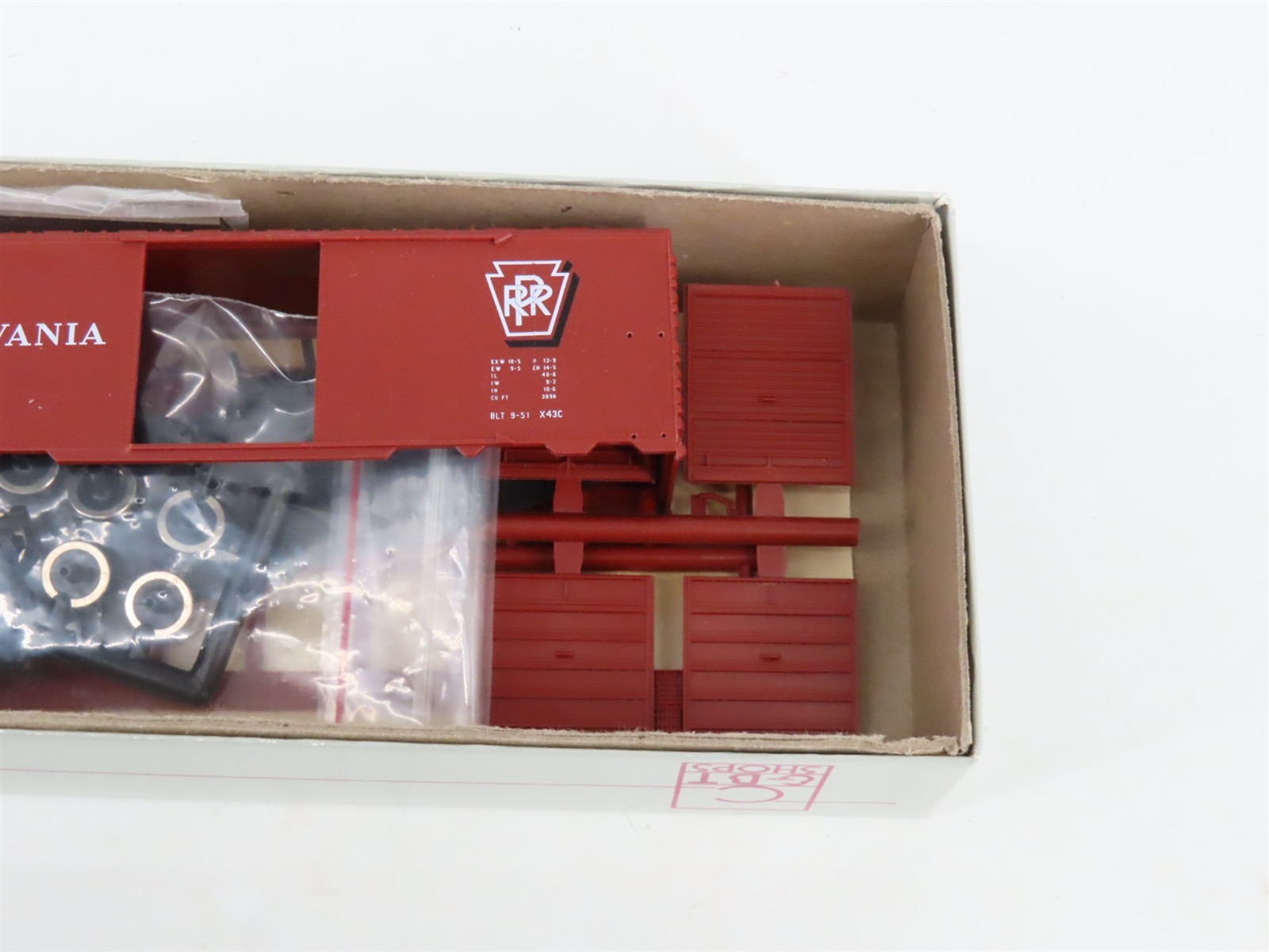 LOT of 6 HO Scale C&BT Shops Kits PRR Pennsylvania 40′ AAR X-43C Box Cars